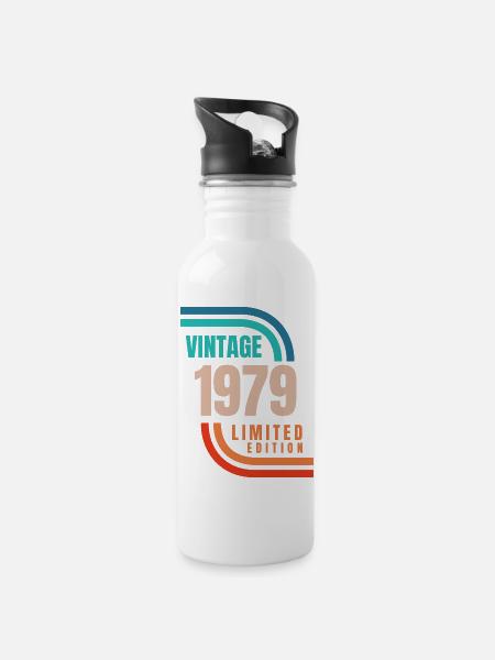 vintage 1979 limited edition - Water bottle with straw - white