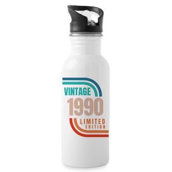 Jahrgang 1990 limitierte Auflage - Trinkflasche mit integriertem Trinkhalm - Weiß - Rechts
