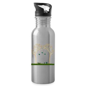 Arbre d'amour - Gourde avec paille intégrée - argent clair - Droite