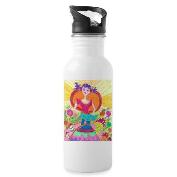 JasminEs World - Trinkflasche mit integriertem Trinkhalm - Weiß - Rechts