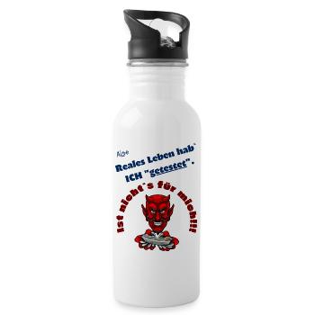 Reales Leben - Trinkflasche mit integriertem Trinkhalm - Weiß - Rechts