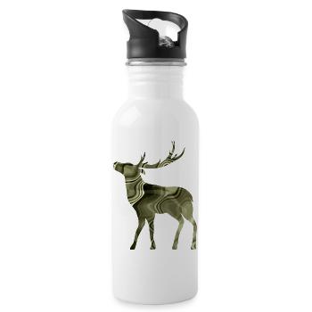 Hirsch - Trinkflasche mit integriertem Trinkhalm - Weiß - Rechts