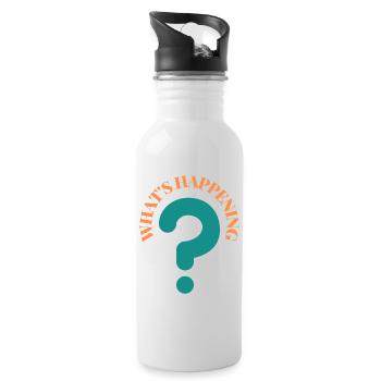 What's Happening Illustration - Trinkflasche mit integriertem Trinkhalm - Weiß - Rechts