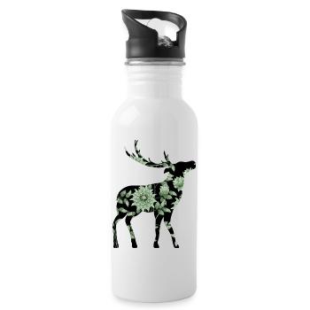 Cerf - Gourde avec paille intégrée - blanc - Droite