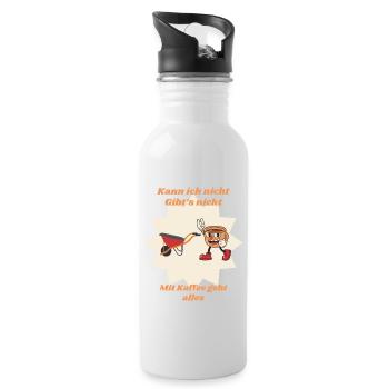 Kann Ich nicht gibt’s nicht mit Kaffee geht alles. - Trinkflasche mit integriertem Trinkhalm - Weiß - Rechts