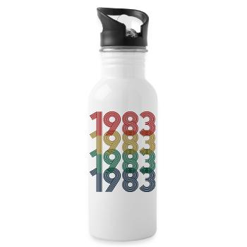 Cool Retro 1983, 40 Years Old, 40th Birthday Gift - Water bottle with straw - white - Right