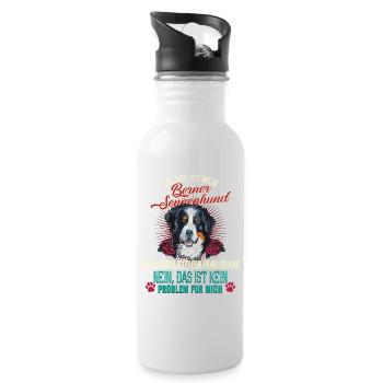 Berner Sennenhund Problem - Trinkflasche mit integriertem Trinkhalm - Weiß - Rechts