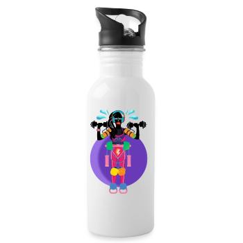 Sportskanone - Trinkflasche mit integriertem Trinkhalm - Weiß - Rechts