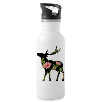 Hirsch - Trinkflasche mit integriertem Trinkhalm - Weiß - Rechts