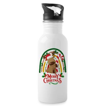 Weihnachten süßer Elch kawaii - Trinkflasche mit integriertem Trinkhalm - Weiß - Rechts