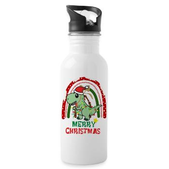 Dinosaure de Noël Kawaii - Gourde avec paille intégrée - blanc - Droite