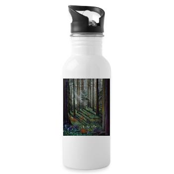 Verzauberter Wald Sonnenstrahlen Illustration - Trinkflasche mit integriertem Trinkhalm - Weiß - Rechts
