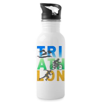 TRI ATH LON - Trinkflasche mit integriertem Trinkhalm - Weiß - Rechts