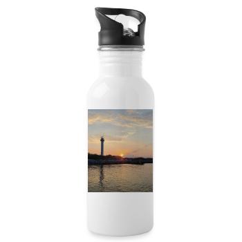 Mer Baltique polonaise (coucher de soleil) - Gourde avec paille intégrée - blanc - Droite