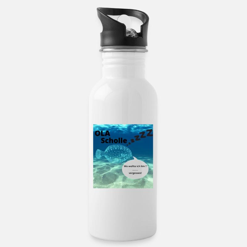 Ola Scholle - Trinkflasche mit integriertem Trinkhalm - Weiß