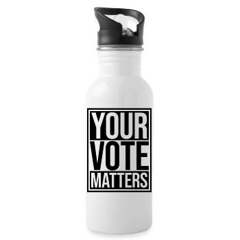 your vote matters Zitat - Trinkflasche mit integriertem Trinkhalm - Weiß - Rechts