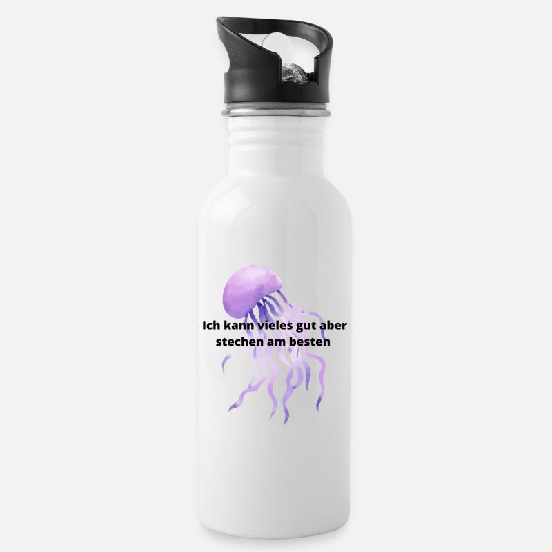 qualle - Trinkflasche mit integriertem Trinkhalm - Weiß