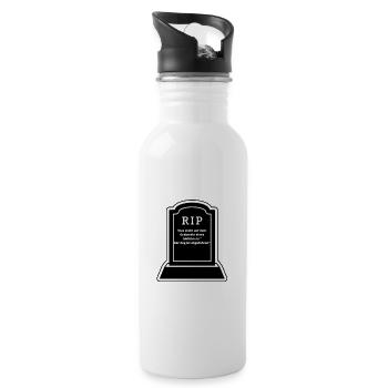 Was steht auf dem Grabstein eines Lokführers - Trinkflasche mit integriertem Trinkhalm - Weiß - Rechts