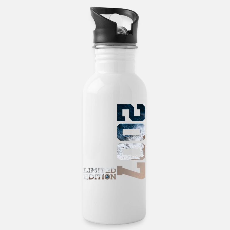 19. GEBURTSTAG LIMITED EDITION 2007 - Trinkflasche mit integriertem Trinkhalm - Weiß