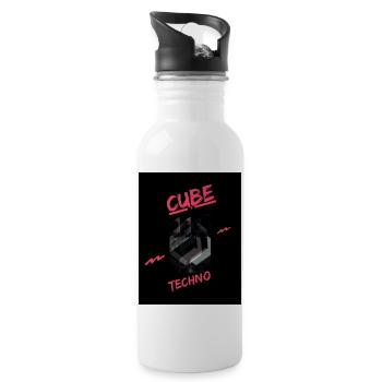 Cube ´´Pink´´ - Trinkflasche mit integriertem Trinkhalm - Weiß - Rechts