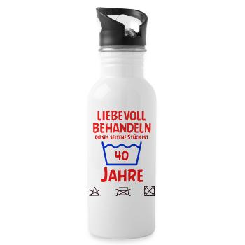 SSW130 40 Jahre im Geburtstag - Trinkflasche mit integriertem Trinkhalm - Weiß - Rechts