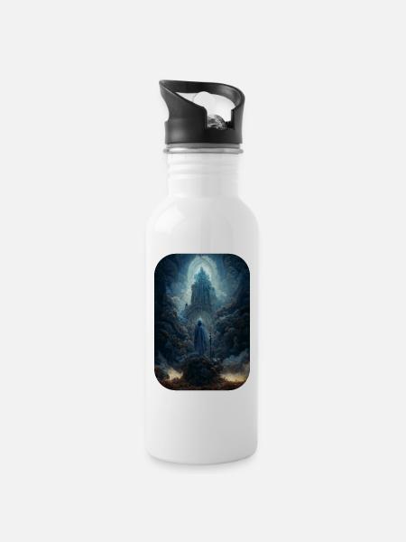 Saphir Traum - Trinkflasche mit integriertem Trinkhalm - Weiß