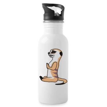 Meerkat Yoga Vector Drôle d’idée cadeau - Gourde avec paille intégrée - blanc - Droite