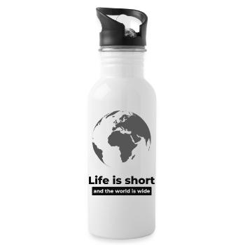 Life is short World - Water bottle with straw - white - Right
