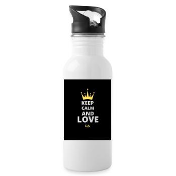 Keep Calm and Love Life - Water bottle with straw - white - Right