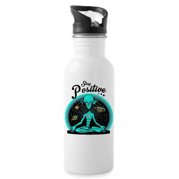 Bleib Positiv - Trinkflasche mit integriertem Trinkhalm - Weiß - Rechts