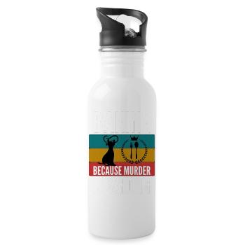 baking because murder is wrong shirt - Water bottle with straw - white - Right