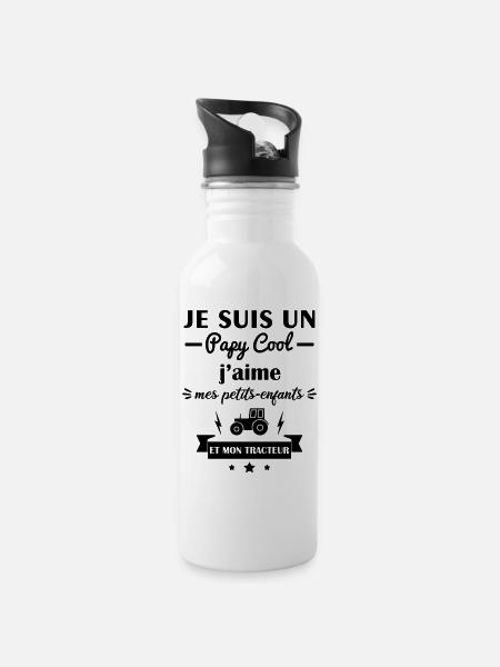 Papy cool tracteur, grand-père, cadeau agriculteur - Gourde avec paille intégrée - blanc