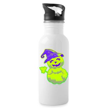 Mignonne Citrouille d'Halloween – Vert - Gourde avec paille intégrée - blanc - Droite