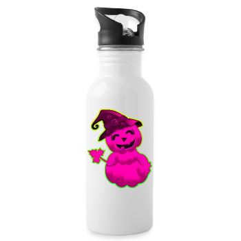 Mignonne Citrouille d'Halloween - Rose - Gourde avec paille intégrée - blanc - Droite