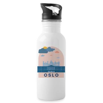 Norwegen Oslo Design Logo Europa Europe Norway - Water bottle with straw - white - Right
