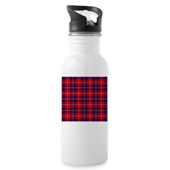 bleu-rouge écossais - Gourde avec paille intégrée - blanc - Droite
