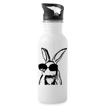 Rabbit Pet Animal Cool Sunglasses Rabbit Vector - Water bottle with straw - white - Right