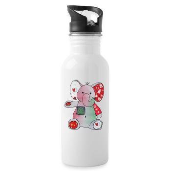 Weihnachtselefant - Trinkflasche mit integriertem Trinkhalm - Weiß - Rechts
