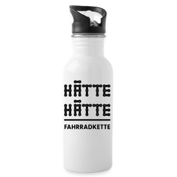 Hätte hätte Fahrrad Kette - Trinkflasche mit integriertem Trinkhalm - Weiß - Rechts