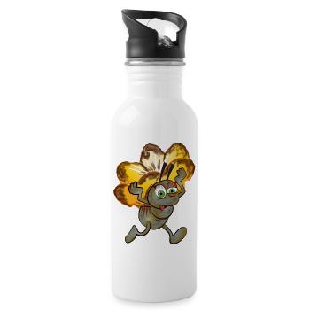 Zombie ant with a flower - Water bottle with straw - white - Right