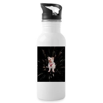Yorkshire Terrier - Trinkflasche mit integriertem Trinkhalm - Weiß - Rechts