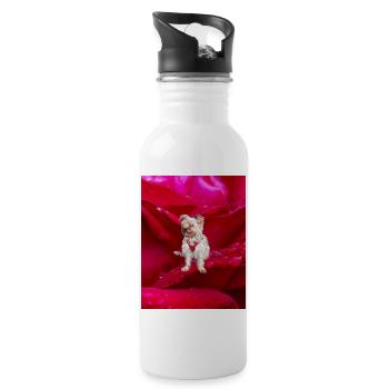 Yorkshire Terrier Rose - Trinkflasche mit integriertem Trinkhalm - Weiß - Rechts