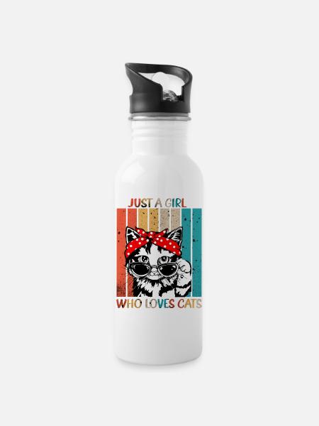 Just a girl who loves cat - Gourde avec paille intégrée - blanc