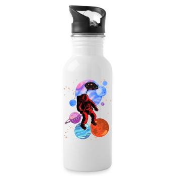 Astronaut Stencil Styles - Water bottle with straw - white - Right