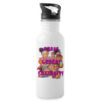Frau! Leben! Freiheit! - Trinkflasche mit integriertem Trinkhalm - Weiß - Rechts