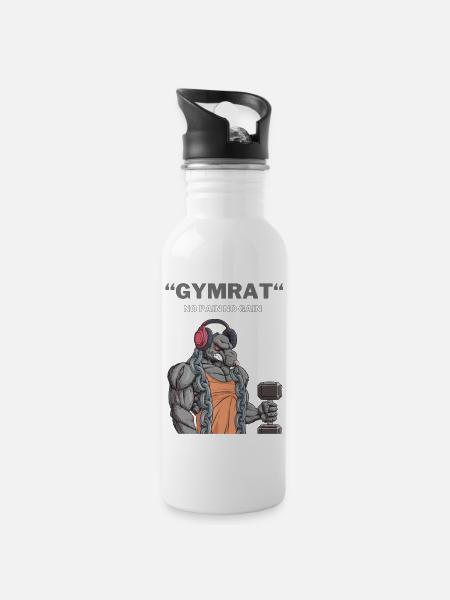 Gym - Water bottle with straw - white