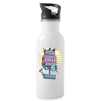 But First Salsa Retro Diner, Vintage, Dance Design - Trinkflasche mit integriertem Trinkhalm - Weiß - Rechts