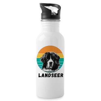 Chien Landseer, Terre Neuve, chien de sauvetage - Gourde avec paille intégrée - blanc - Droite