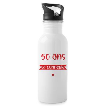 50 ans anniversaire cadeau homme humour connerie - Gourde avec paille intégrée - blanc - Droite