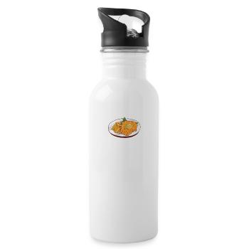 Einfach abgelenkt von Schnitzel - Trinkflasche mit integriertem Trinkhalm - Weiß - Rechts